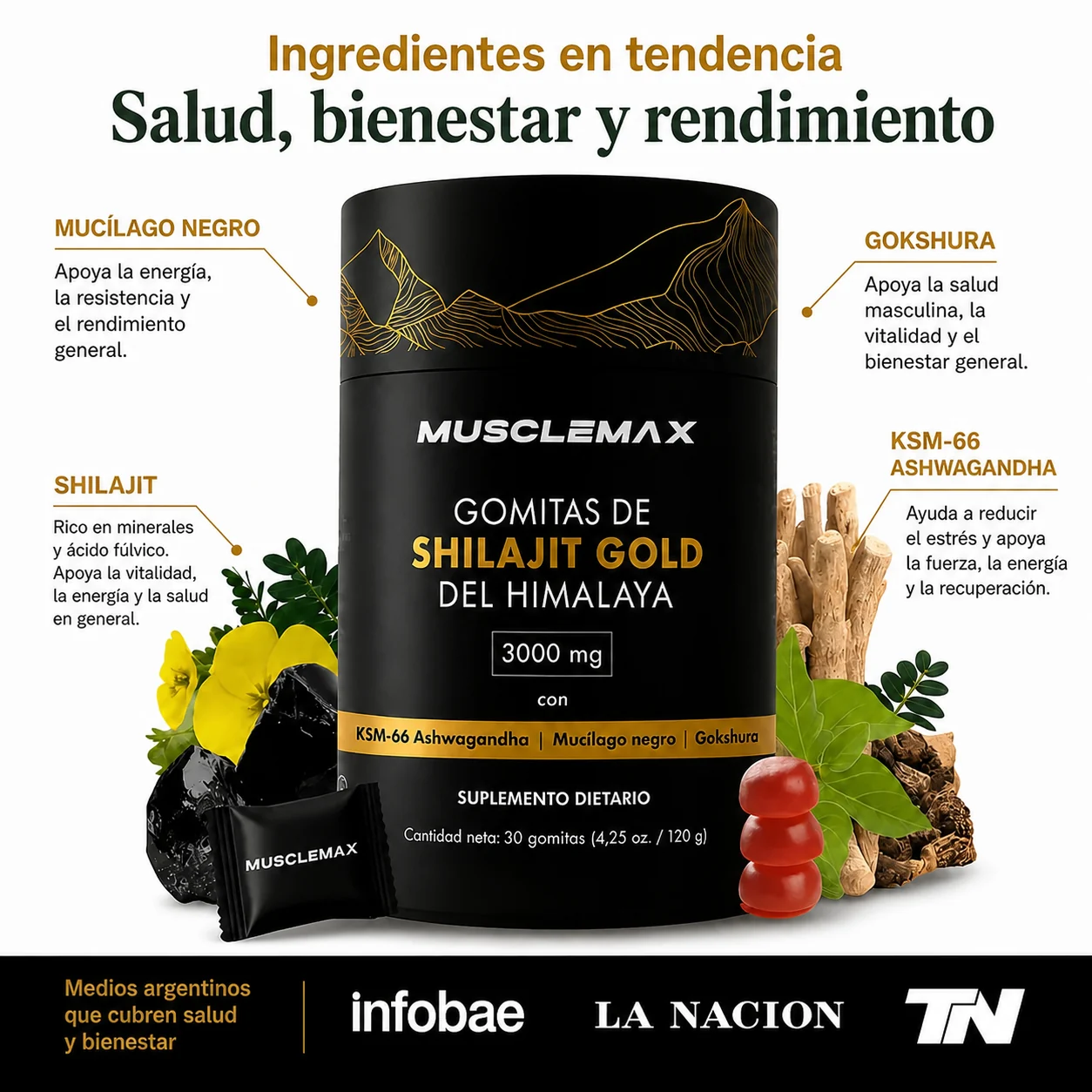 MuscleMax, gomitas de shilajit Gold